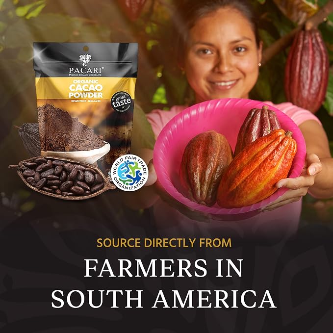 Paccari Cocoa Powder | Organic Cacao Powder Unsweetened | 100% Natural, Gluten Free, Organic, Non-GMO | Fair Trade Cacao Amargo en Polvo | (16 Oz)