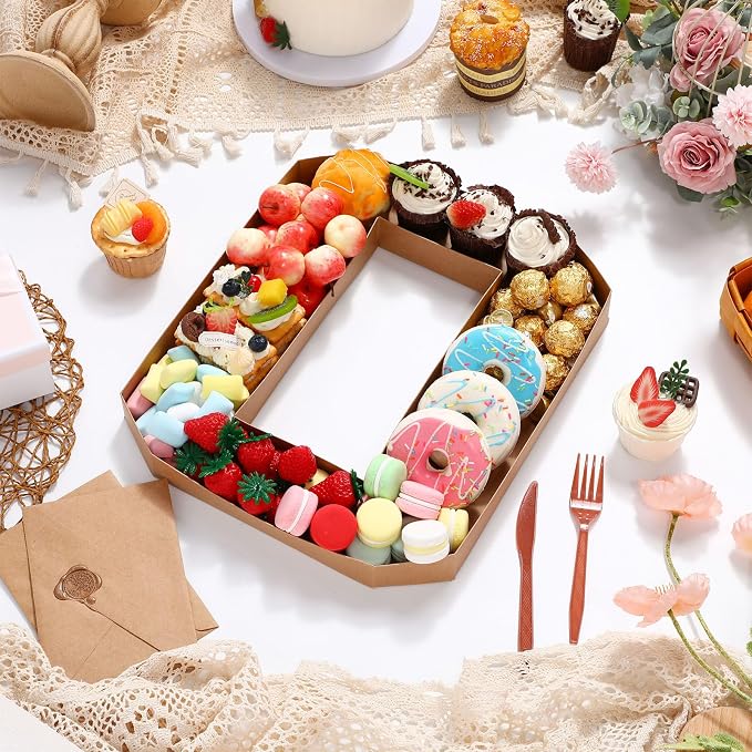 SiliFine 13.7''H Cardboard Letters Box for Charcuterie Birthday Fillable Paper Mache Candy Container Letter Box for Birthday Treats Festival Decorative (Letter O)