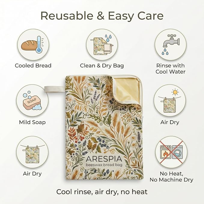 Beeswax Bread Bag with Zipper, Reusable Linen Cotton Bread Bags with Beeswax Lining, 13x17 inch for Homemade Sourdough, Keeps Bread Fresh for Storage (2, Colorful)