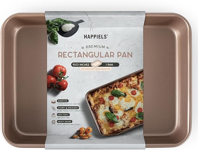 HAPPIELS 9x13in Rectangular Baking Pan Nonstick, PFOA & BPA Free Baking Pan for oven