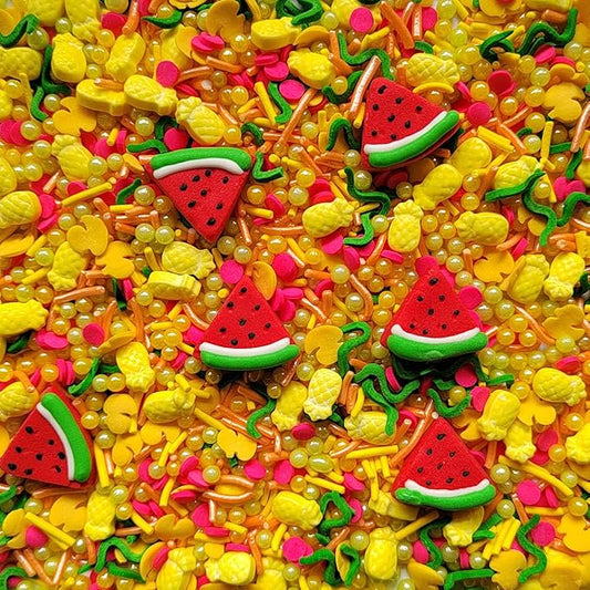 Homankit Edible Summer Sprinkles Watermelon Pineapple Fruits Sprinkle Candy Baking Cake Cupcake Toppers Cookie Dessert Decorations Birthday Party Supplies with 6 Pieces Watermelons