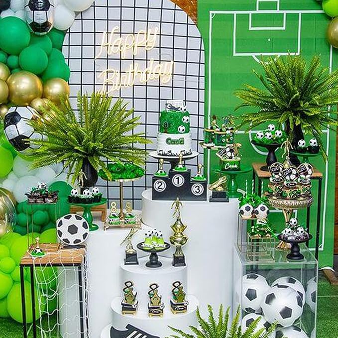 48 PCS Edible Soccer Ball Cupcake Toppers Wafer Paper Soccer Cupcake Picks Edible Football Cupcake Decorations for Sports Soccer Ball Theme Baby Shower Kids Birthday Party Cake Decoration Supplies