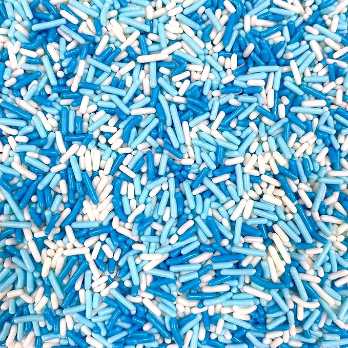 PhilaeEC Blue White Jimmies Sprinkle Edible Soft Jimmies Winter Frozen Sprinkle for Cake Decoration Cupcake Topper Cookie Baking Decorations Halloween Christmas Valentine Supplies 2.75oz/78g