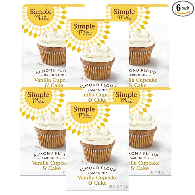 Simple Mills Almond Flour Baking Mix, Vanilla Cupcake & Cake Mix - Gluten Free, Plant Based, Paleo Friendly, 11.5 Ounce (Pack of 6)