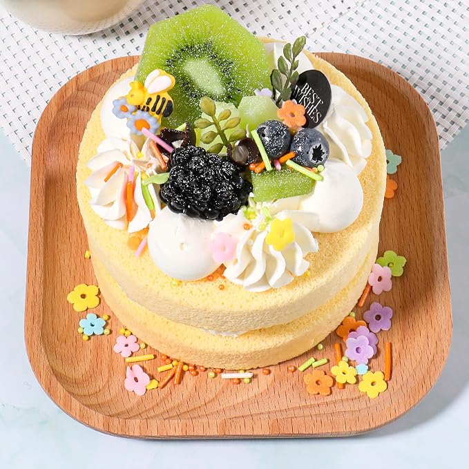 Flower Sprinkles for Cake Decorating, 4.6oz Edible Spring Summer Colorful Sprinkles with Flowers Bees Green Pearls for Cake Cupcake Baking Cookie Toppings