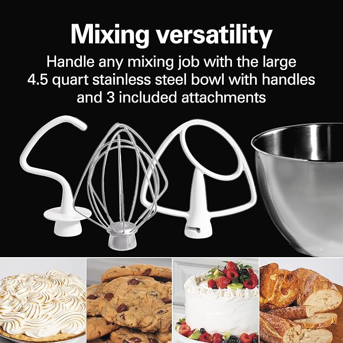 Hamilton Beach All-Metal 12-Speed Electric Stand Mixer, Tilt-Head, 4.5 Quarts, Pouring Shield, Red