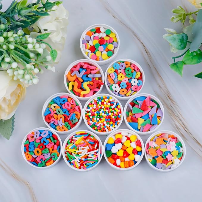 Edible Star Sprinkles for Cake Decorating, Rainbow Sprinkles for Baking, Birthday Sprinkles for Cake, Cookies, Ice Cream and Macaron Toppings