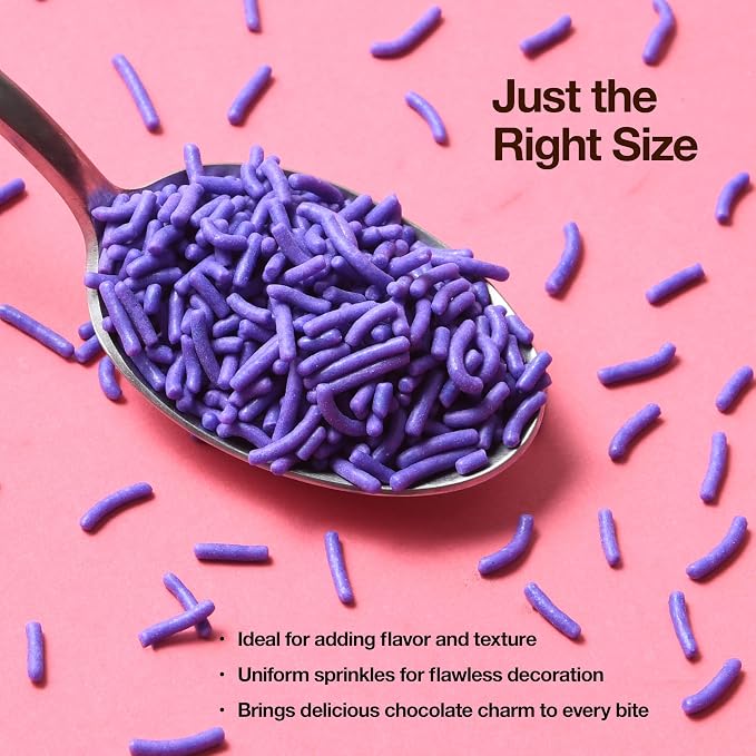 Purple Sprinkles 3 oz Bottle | Jimmies Sprinkles for Cake Decorating | Dessert Topping for Baking, Cupcakes, Cookies, Ice Cream, Parties, Holidays & Everyday Celebrations