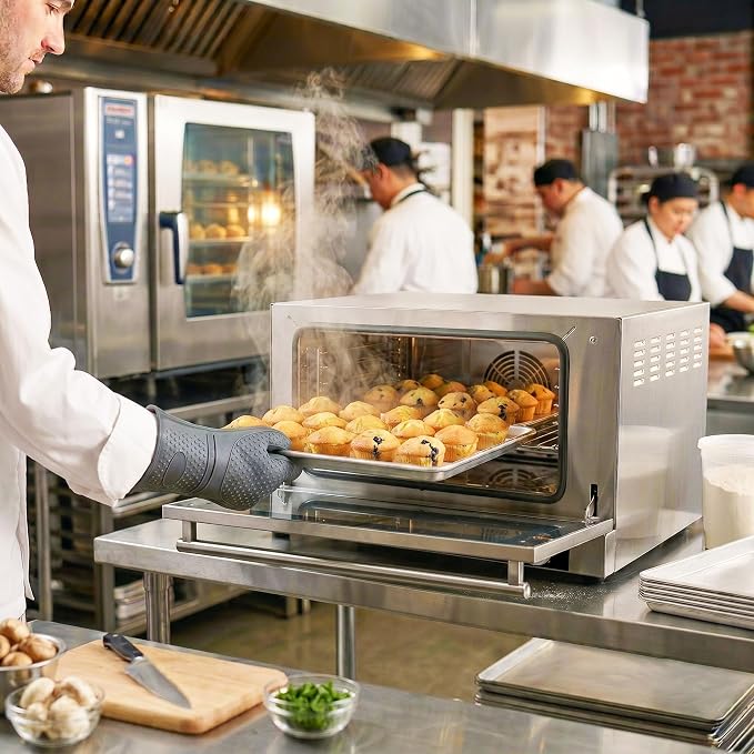 GS1740 Countertop Convection Oven, Quarter Size, 18 3/4" Width x 19 7/8" Depth x 15" Height, Heavy Duty Stainless Steel Construction, NSF, 1440W