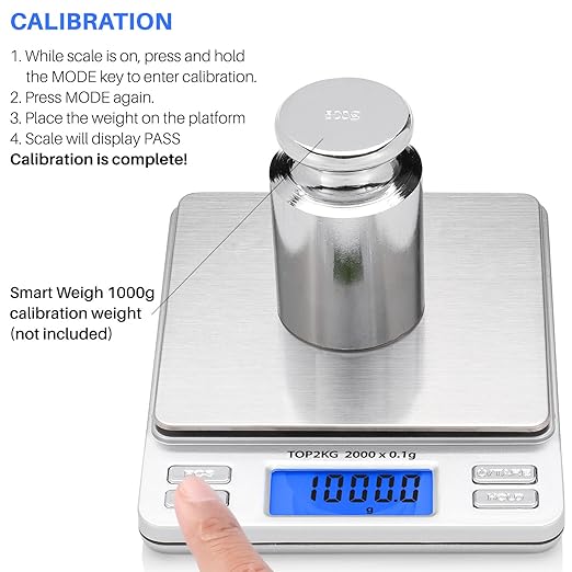 Smart Weigh Pro Digital Pocket Scale – 2000g x 0.1g Precision Gram Scale with LCD Display, 6 Weighing Units, Hold & Count Functions – Includes 2 Trays and Batteries (Silver) — Case of 40