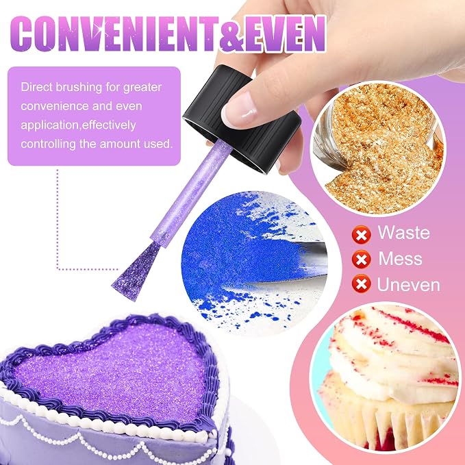 Edible Glitter Set - 4 Colors Edible Luster Dust Multicolor Food Grade Coloring Glitter for Drinks, Baking, Cake Decorating - Edible Dust Powder Shimmer Sprinkle Powder for Icing, Wine, Chocolate, Candy