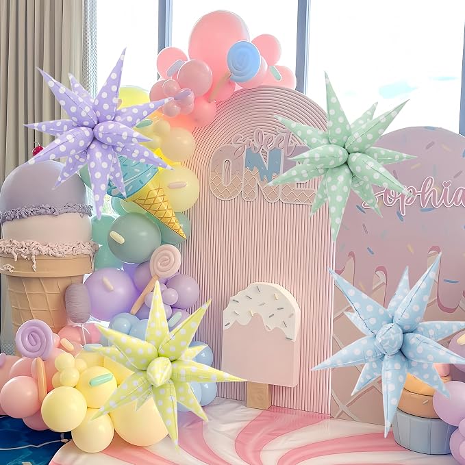 2Pcs Blue Macaron Polka Dot Explosion Pointed Star Foil Balloons/Candy Color Balloon for Christmas, Candyland Party, Baby Shower, Unicorn Birthday, Easter/Rainbow Candy Themed Party Decorations
