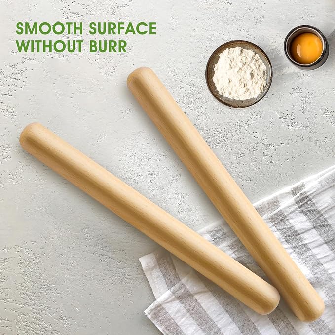LorisArm 11.5-inch Wooden Rolling Pin for Baking, French Wood Rolling Pin Wood Kitchen Dough Roller for Fondant, Pizza, Pie, Cookie and Pastry