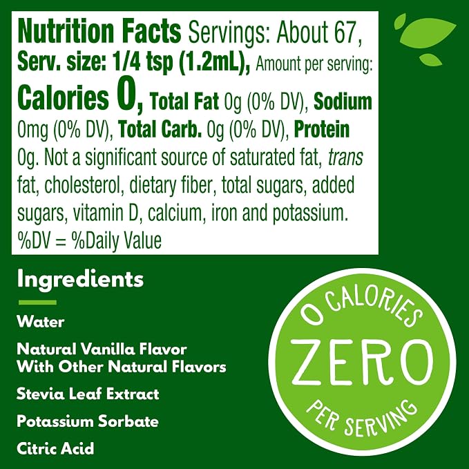 Truvia Zero-Calorie Liquid Sweetener from the Stevia Leaf, Vanilla Flavor, 2.7 Fl Oz Bottle