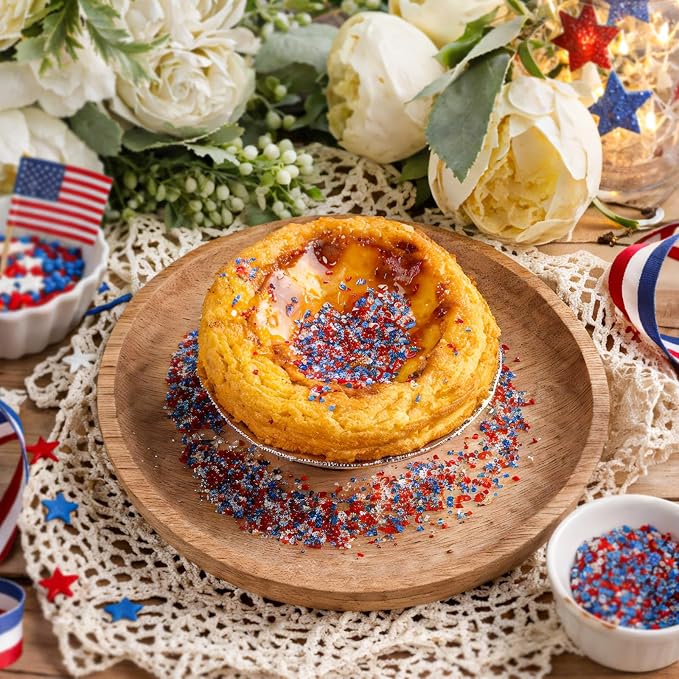 Patriotic Sanding Sugar Sprinkles - Red White & Blue Sparkling Sugar Crystals for Cookies | 4th of July Sprinkles for Baking, Cupcakes, Ice Cream, 130g/4.6oz