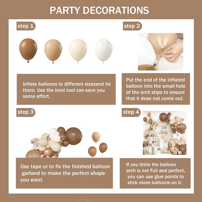 140Pcs Coffee Brown Baby Shower Decorations - Neutral Balloon Arch Garland Kit with 4 Baby Boxes - Mocha Beige Sand Nude Balloons for Teddy Bear Theme, A Baby Is Brewing, Gender Reveal Party