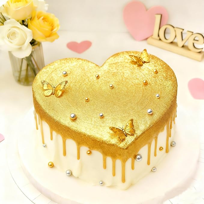 Gold Pearl Sprinkles for Cake Decorating, Edible Sugar Pearl, 180g/6.35oz Mix Size, Edible Candy Pearl Cake Decorations, Cupake Toppers, Cookies, Easter Wedding Party Birthday Supplies
