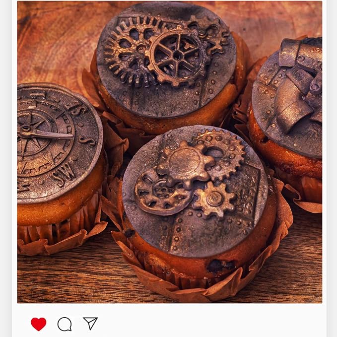 Steampunk Gear Silicone Fondant Molds Compass Cogs Gears Chocolate Fondant Molds for Cake Decorating Cupcake Toppers Sugarcraft Baking Resin