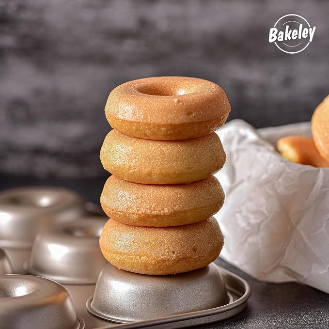 Non-stick 6-Cavity Donut Pans,Set of 2,Ring Doughnut Pan,Donut Pan for Baking(Champagne Gold)