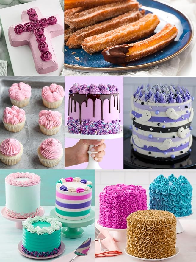 1M 2D 4B 6B Large Piping Tips and Coupler Set,Star Rose Drop Flower Churros Eclairs Icing Tips with Coupler for Cake Cupcake Cookie Decorating
