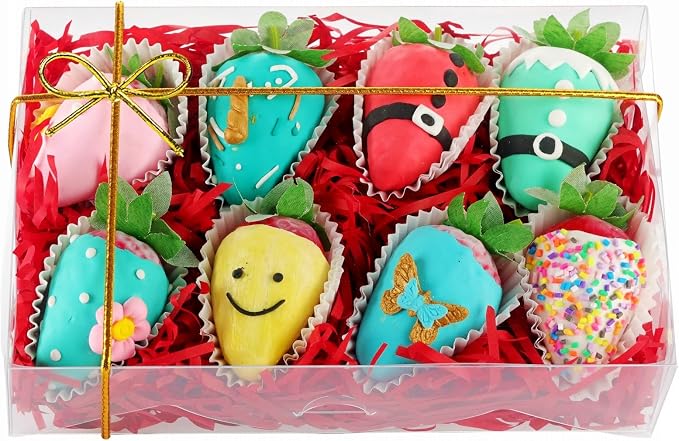 50PCS 8x5x2 Inch Clear Bakery Boxes with Window - Chocolate Covered Strawberries, Cookie, Cake, Brownie, Donut Boxes