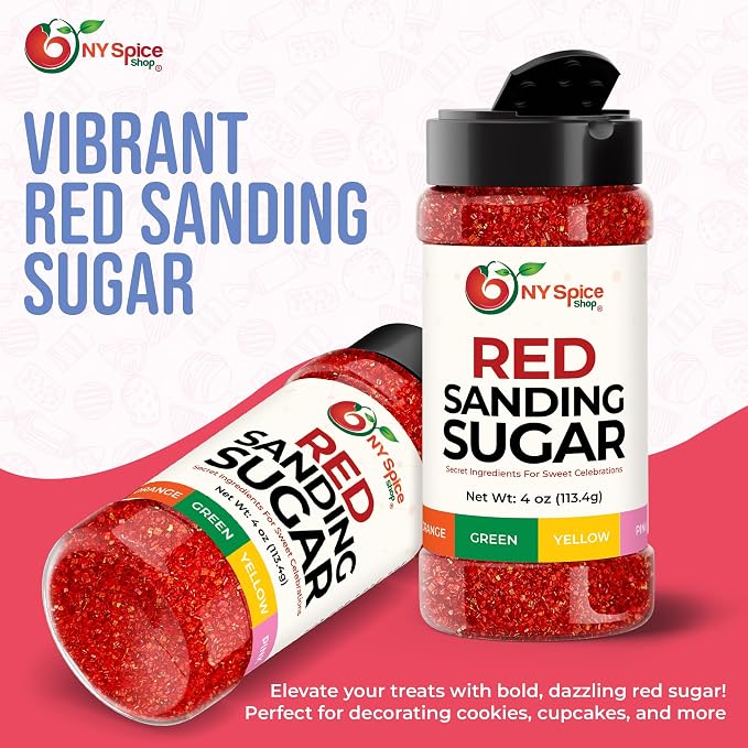 NY Spice Shop Red Sprinkles Sanding Sugar - 4 Ounce Mix Red Sprinkles for Holiday Dessert Decoration - Baking Decoration For Cupcakes Cookies Cakes & Dessert Toppings
