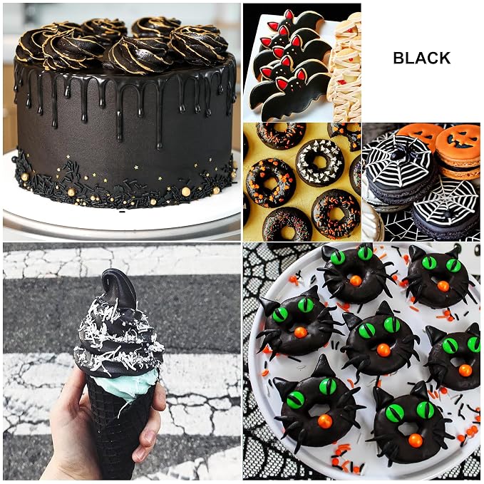 Oil Based Food Coloring for Chocolate - Vivid Food Coloring Set for Candy Melts, Baking, Cake Decorating, Fondant - Fat Soluble Food Color Dye for Icing, Cookie, Crafts - 2 fl.oz / 60ml Bottles (Black)