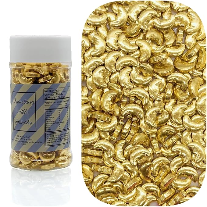 Dynastang Super Gold Moons Sprinkles Edible Moons Cake Decorating Moons Cake Decorations Cupcake Toppers Cookie Decorating Perfect for Cakes, Cupcakes, Desserts Toppings 3OZ