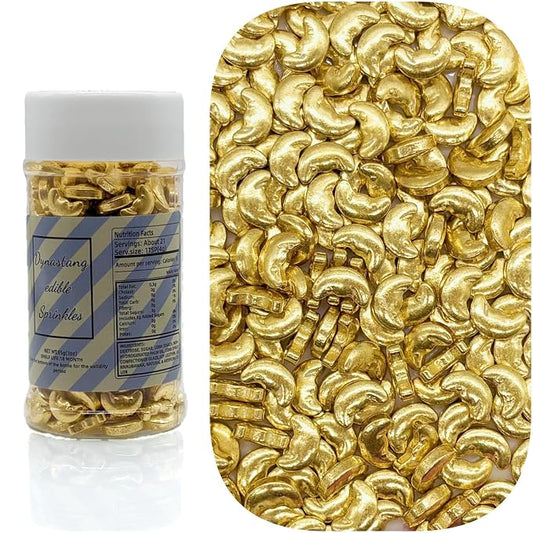 Dynastang Super Gold Moons Sprinkles Edible Moons Cake Decorating Moons Cake Decorations Cupcake Toppers Cookie Decorating Perfect for Cakes, Cupcakes, Desserts Toppings 3OZ