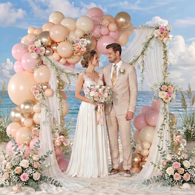 Pink Balloon Arch Kit 126Pcs Light Pink Gold Balloons Garland Kit with Nude Sand White for Boho Wedding Engagement Bridal Shower Birthday Party Decorations