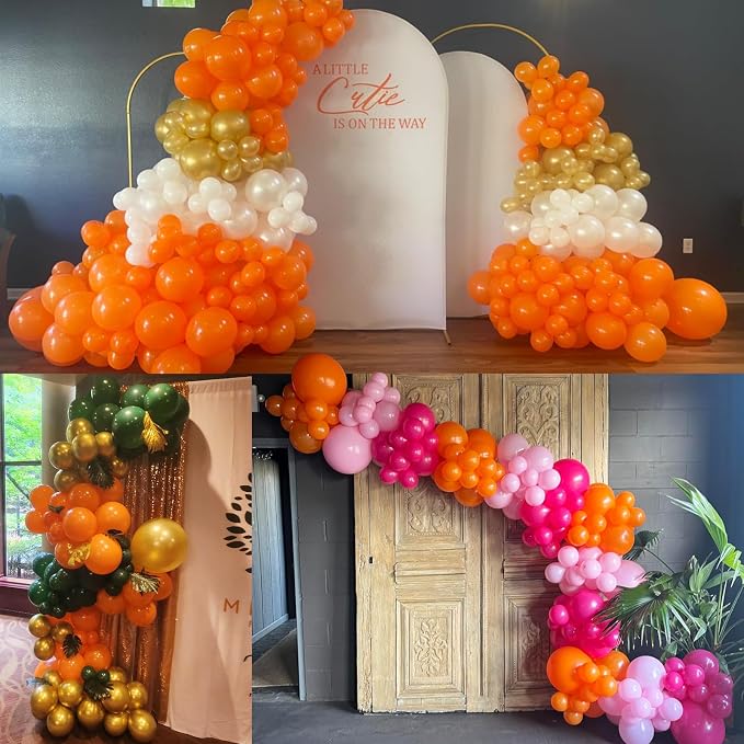 104pcs Orange Balloons - 18/12/10/5 Inch Orange Latex Balloons Garland Arch Different Sizes Pack for Birthday, Halloween, Thanksgiving and Fall Party Decorations