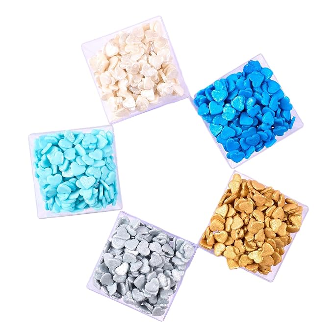 Confect Sprinkle- Blue, Gold, White & Silver Edible Sprinkle Mix | Pack of 5 for Cakes, Cookies, Cupcakes & Baking Decor |Frozen-Themed Heart Sprinkles | Birthday & Party Toppings | Vegan, Gluten-Free – 5 Oz