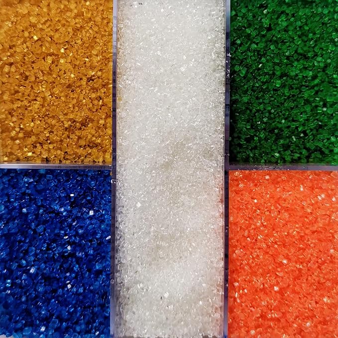 HeDeon&Rles White Gold Blue Green Orange Sanding Sugar Crystals Sparkling Sugar Crystals for Baking Icing Cookie Pancake Cake Toppers Halloween Christmas New Year Supplies