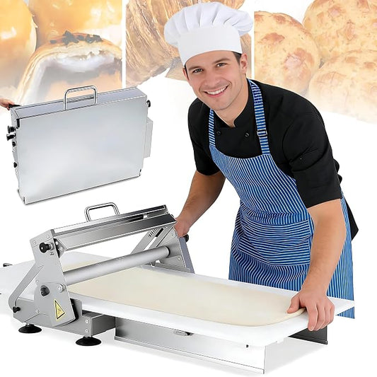 Folding Dough Sheeter, Compact Dough Sheeter, Manual Dough Roller Machine,Sheeter Thickness Adjustable 0.2-25mm,Stainless Steel Dough Machine, for Bread Marzipan and Puff Pastry A300
