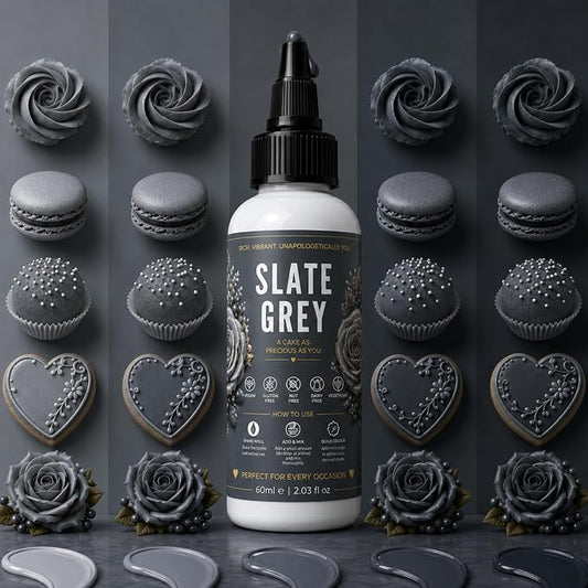 Confect Slate Grey Gel Food Coloring – Highly Pigmented Gel Based Food Color for Buttercream, Cakes, Cookies & Baking – 60mL / 2 FL OZ