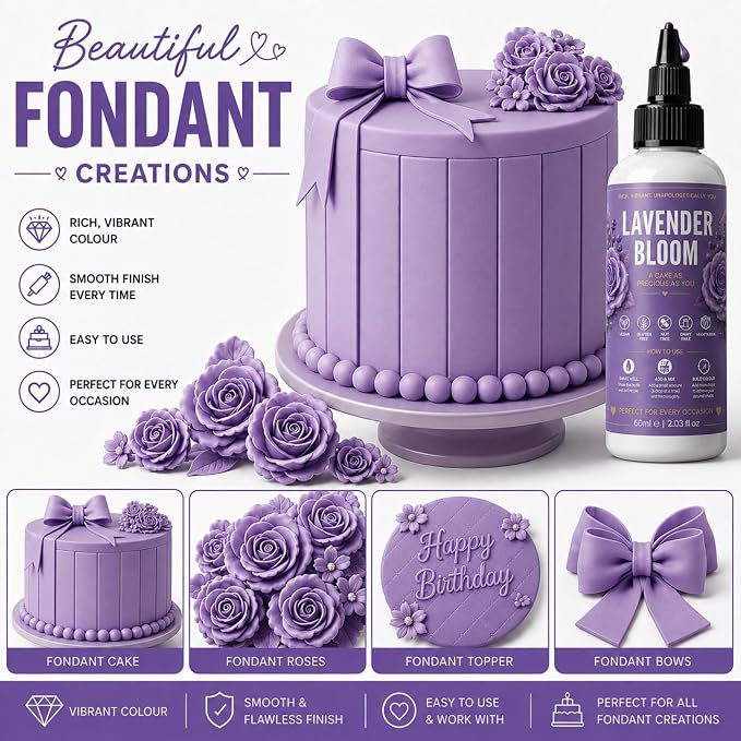 Confect Lavender Bloom Gel Food Coloring – Highly Pigmented Gel Based Food Color for Buttercream, Cakes, Cookies & Baking – 60mL / 2 FL OZ