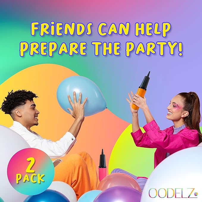 Hand Pump-Balloon Inflator & Kit - 2 Hand Air Pump for Balloons & Garland - Tie Tool, String & Tape for Birthday Party Decorations, Portable Air Pump Inflatables