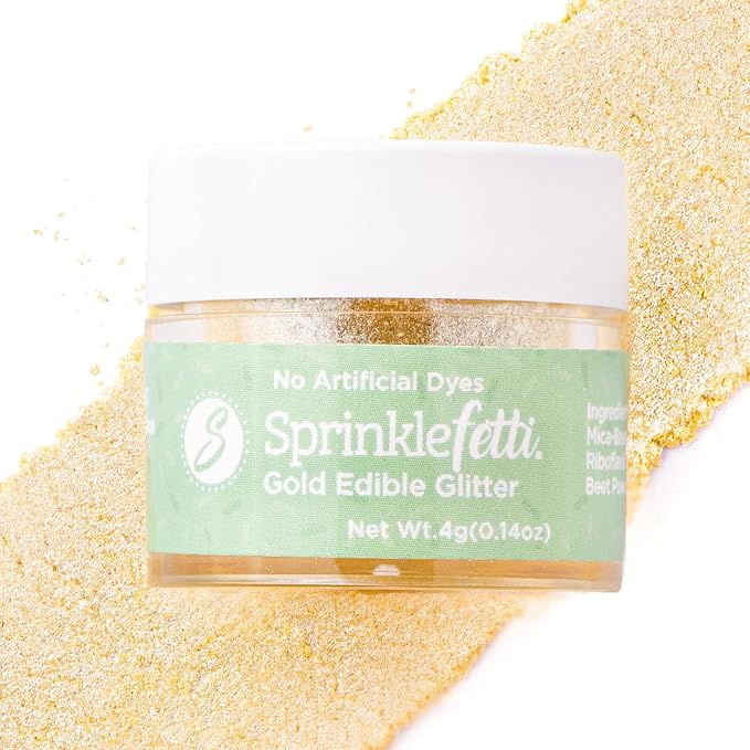 Sweets Indeed Edible Glitter – Food-Grade Drink & Baking Shimmer for Cocktails, Beverages, Cakes & Desserts – 4g Jar (Dye Free Gold)