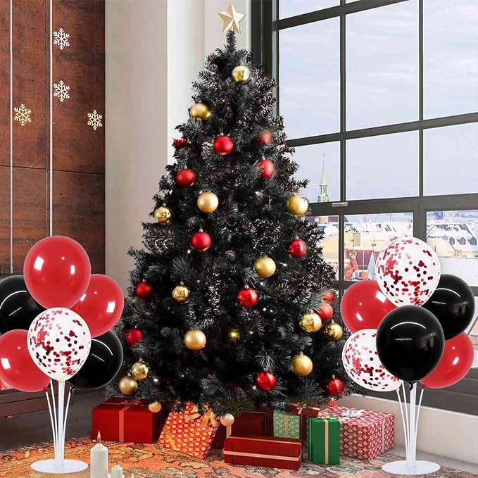 TONIFUL 4 Set Red and Black Balloon Centerpieces for Table,Balloon Stand Kit for Black Red Party Decor 2026 Graduation Wedding Chinese New Year Eve Birthday Party Decorations,Retirement