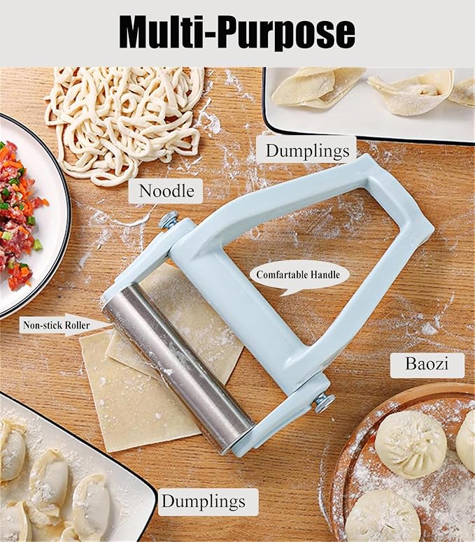 Rolling Pin with Adjustable Labor for Baking,Non-Stick Stainless Steel Dough Roller with Handle,Baking Rolling Pin for Pizza,Crust,Cookie Pasta,Dumpling,Pie,Dough Baker Roller for Kitchen
