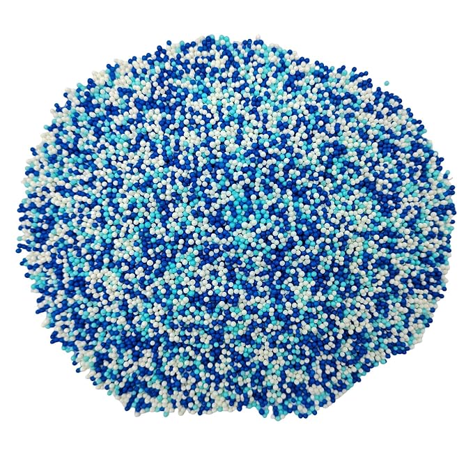 Homankit White and Blue Nonpareils Sprinkles Edible Cookie Decorations Mini Pearls for Decorating Cake, Baking, Cupcake Toppers, Ice Cream, Donuts 3.88 Ounce
