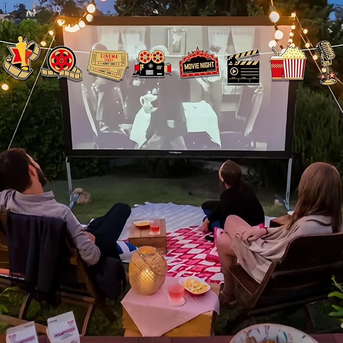 Vuzvuv 40Pcs Movie Party Night Paper Cutouts with 80Pcs Glue Points,Movie Theme Night Cut Outs Bulletin Board Decorations for Birthday Party Theme Decor Supplies