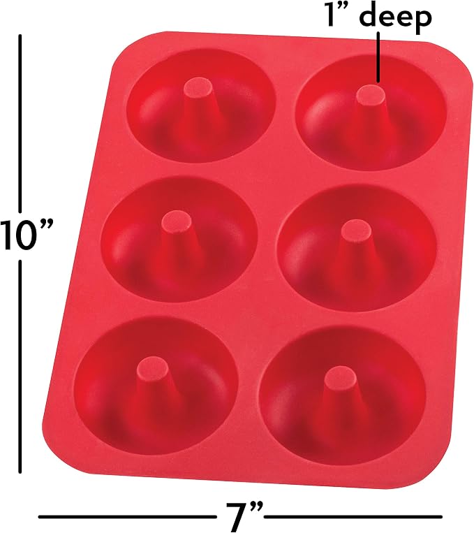 Mrs. Anderson's Baking Silicone Donut Pan, 6 Cup, European-Grade Silicone Bakeware, For Donuts And Dessert Rings
