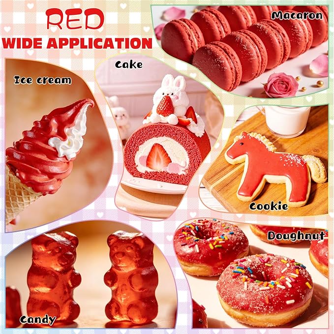 Red Natural Food Coloring - 50ml Plant Based Food Dye, No FD&C & Artificial Dyes, Gluten-Free, Food-Grade, Vibrant Liquid Colors for Icing, Baking, Cake Decorating, Frosting, Fondant, Slime - 1.69 Fl.Oz Bottles