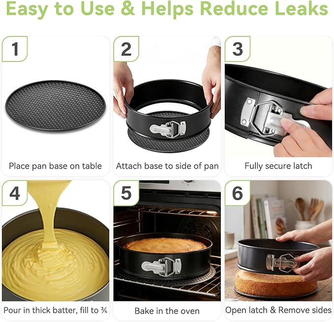 USLAI Springform Pan, 7 Inch Nonstick Cheesecake Pan with Removable Bottom, Easy to Clean, Ideal for Baking Cakes, Pies and Quiches