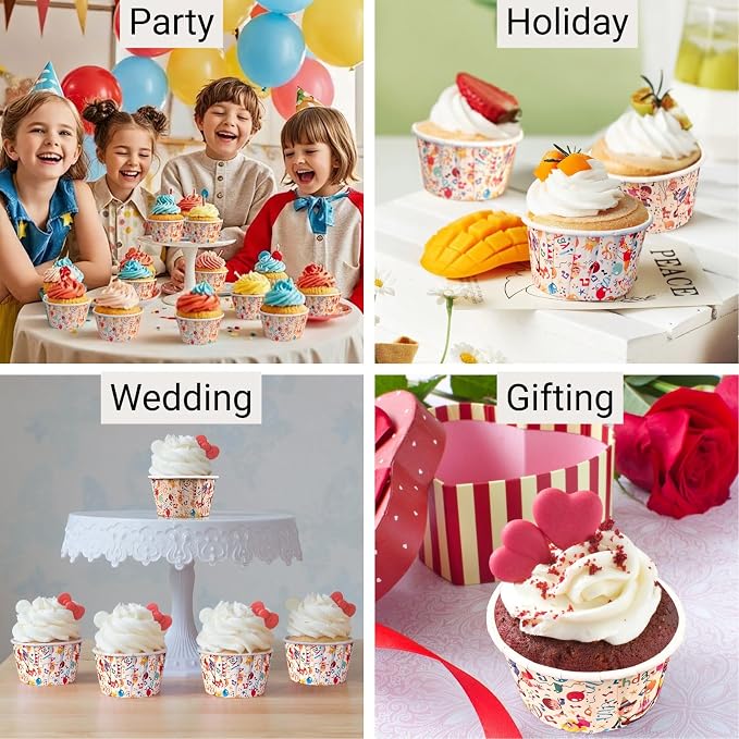 Cupcake Liners 50 Pack, Miliocry 3.5oz Mini Cupcake Cups for Baking, Disposable Paper Baking Cups Cake Containers Muffin Liners Wrappers Holders for Wedding Birthday Party