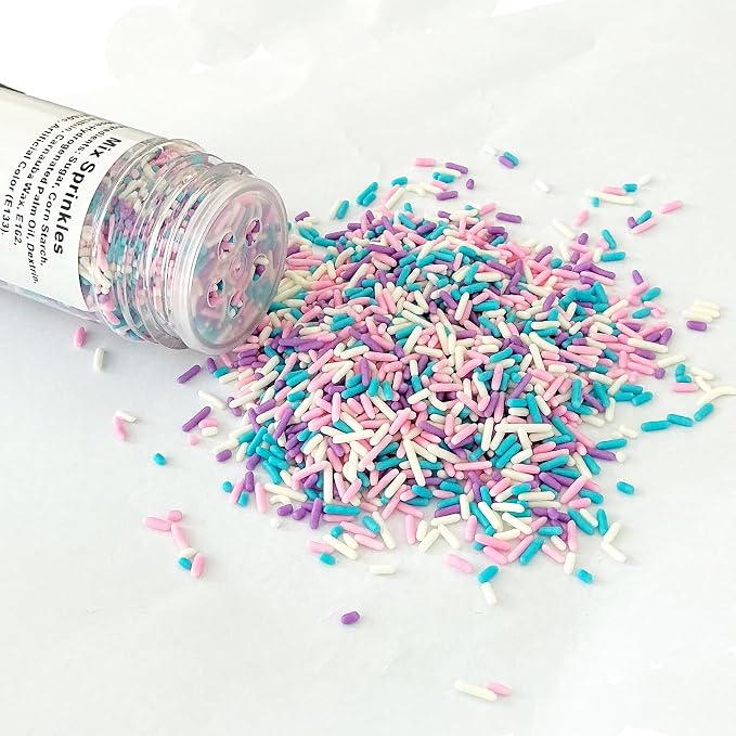 Homipooty Pastel Sprinkles Edible Purple Pink Blue White Jimmies Sprinkles for Cake Decorating Jimmies Sprinkles 78g/2.75oz Cookie Cupcake Topper Ice Cream