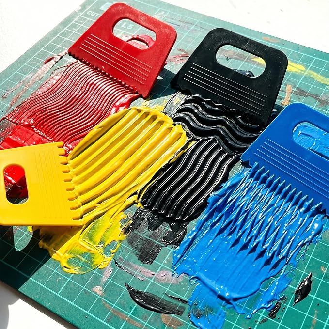 7Pcs Plastic Thickened Scraper, 4 Colors Oil Painting Palette Knife Dough Scraper Colored Pigment Scraper Tool for Arts Crafts Scraping Pottery Painting Tools Drawing Acrylic Putty