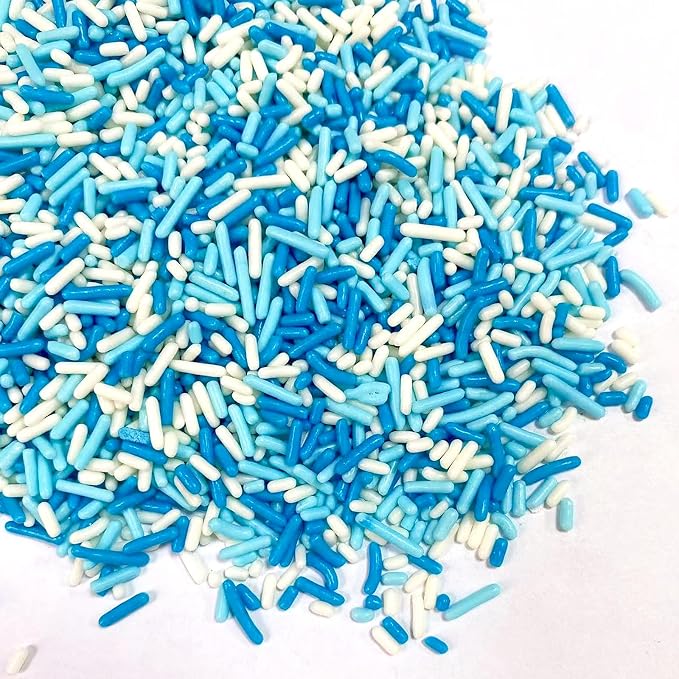 PhilaeEC Blue White Jimmies Sprinkle Edible Soft Jimmies Winter Frozen Sprinkle for Cake Decoration Cupcake Topper Cookie Baking Decorations Halloween Christmas Valentine Supplies 2.75oz/78g
