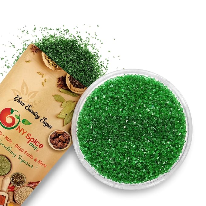 NY Spice Shop Green Sanding Sugar - 8 Ounce Edible Holiday Sprinkles for Cake Decorating, Cupcakes & Cookies - Festive Baking Decorations for Desserts, Candy Dishes & Gift Treats